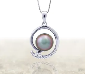 Tahitian pearl pendant - Silver - Circle of Life