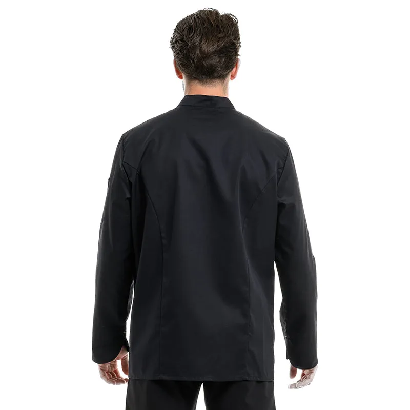 Unisex Black Long Sleeve Kitchen Coat with Ecru Piping Harti - ROBUR