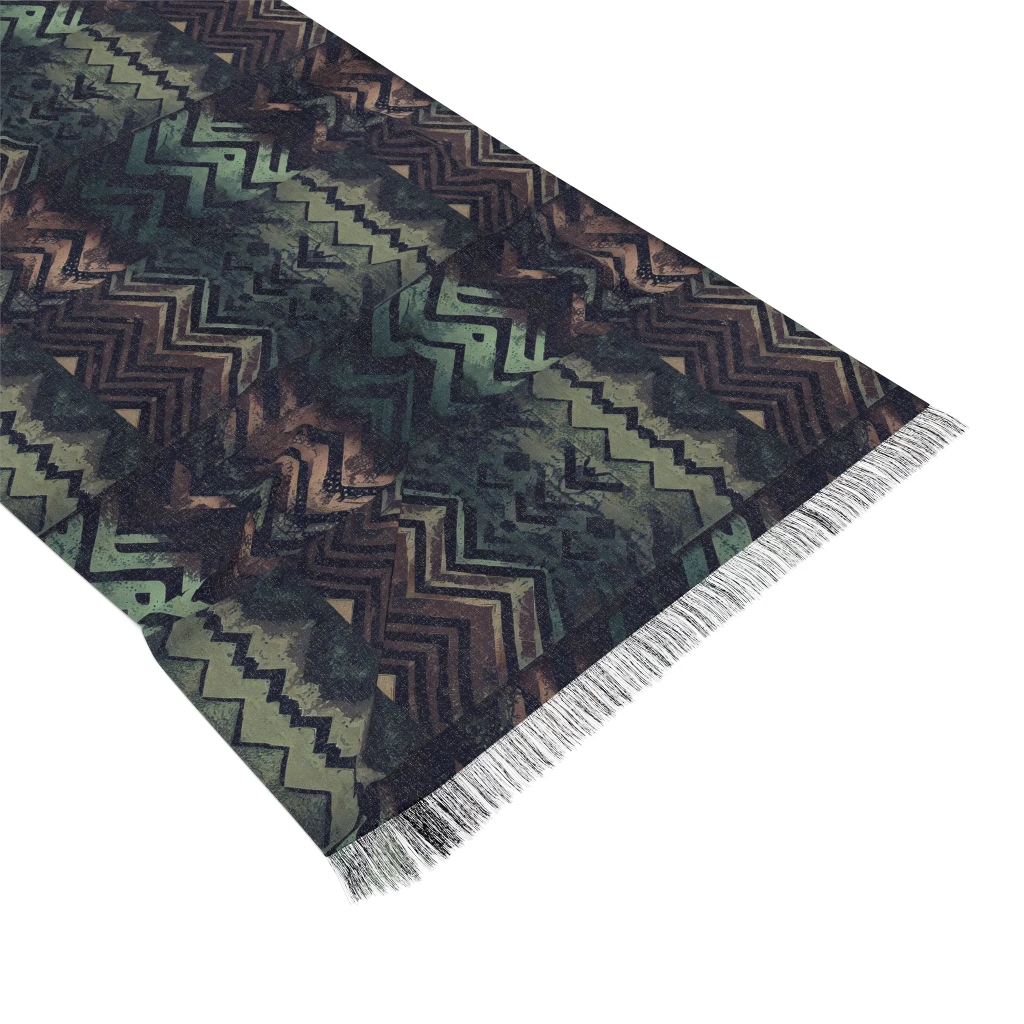 Vampire Art Grunge Patchwork Light Scarf - Brown and Green Herringbone