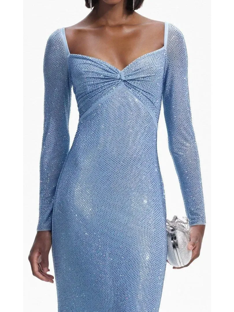 Women’s Blue Iridescent Crystal-Embellished Dress