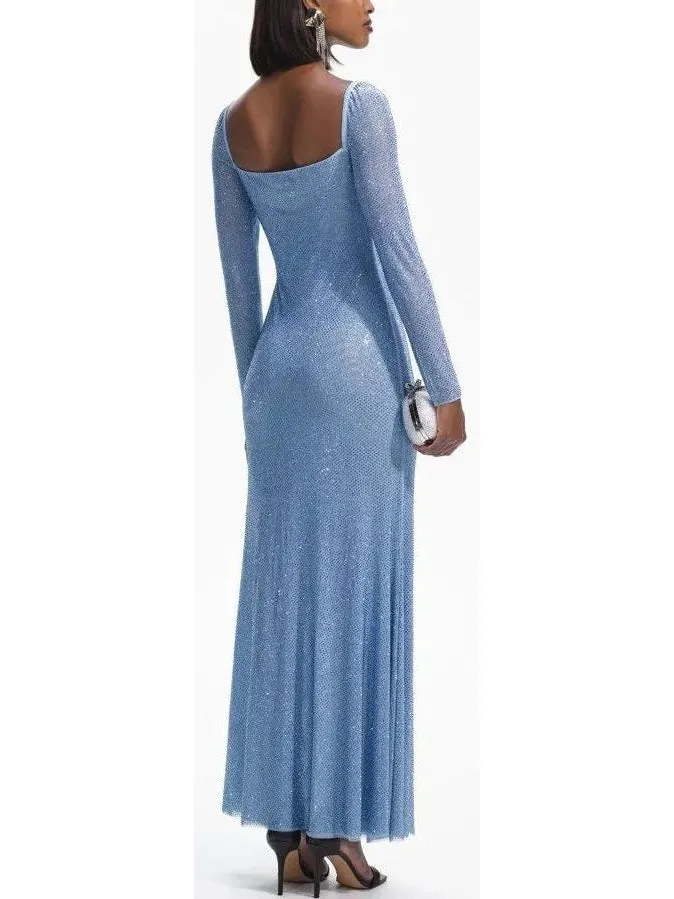 Women’s Blue Iridescent Crystal-Embellished Dress