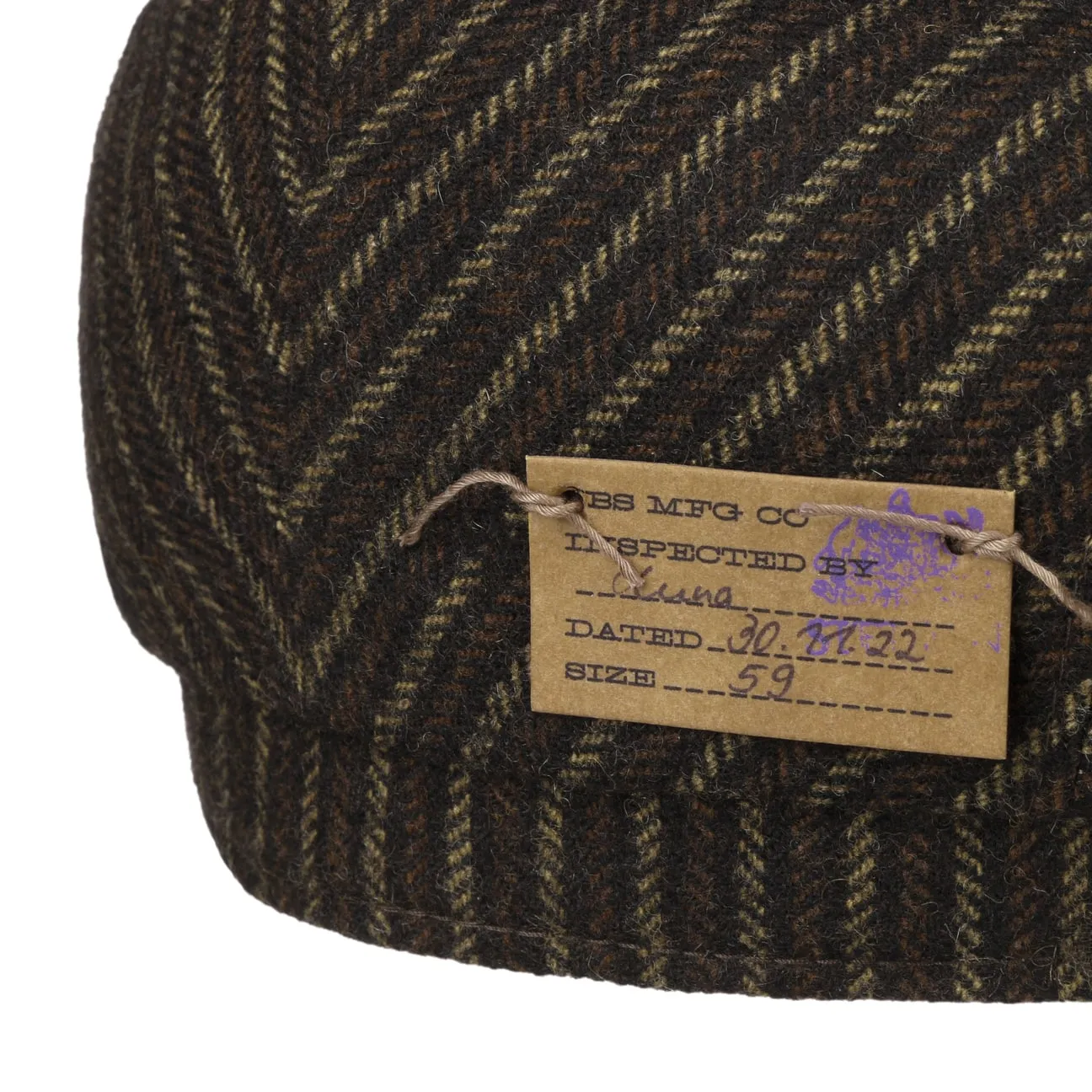 Woolen Stripe Driver Flat Cap by Stetson